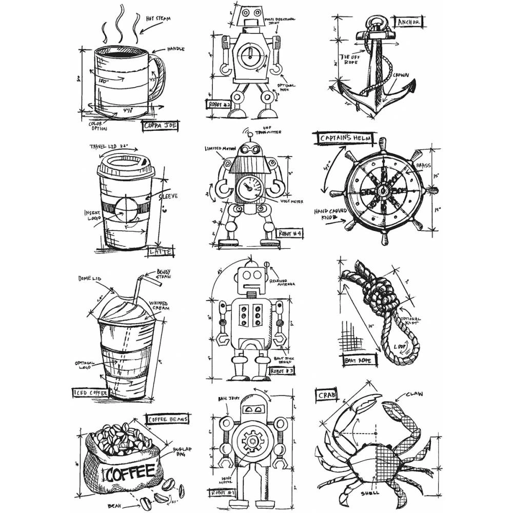 Tim Holtz Cling Stamps - Mini Blueprints #9 3 Tim Holtz Cling Stamps - Mini Blueprints #9