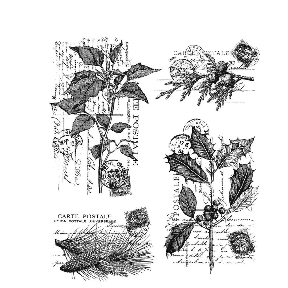 Tim Holtz Cling Stamps - Festive Collage 3 Tim Holtz Cling Stamps - Festive Collage