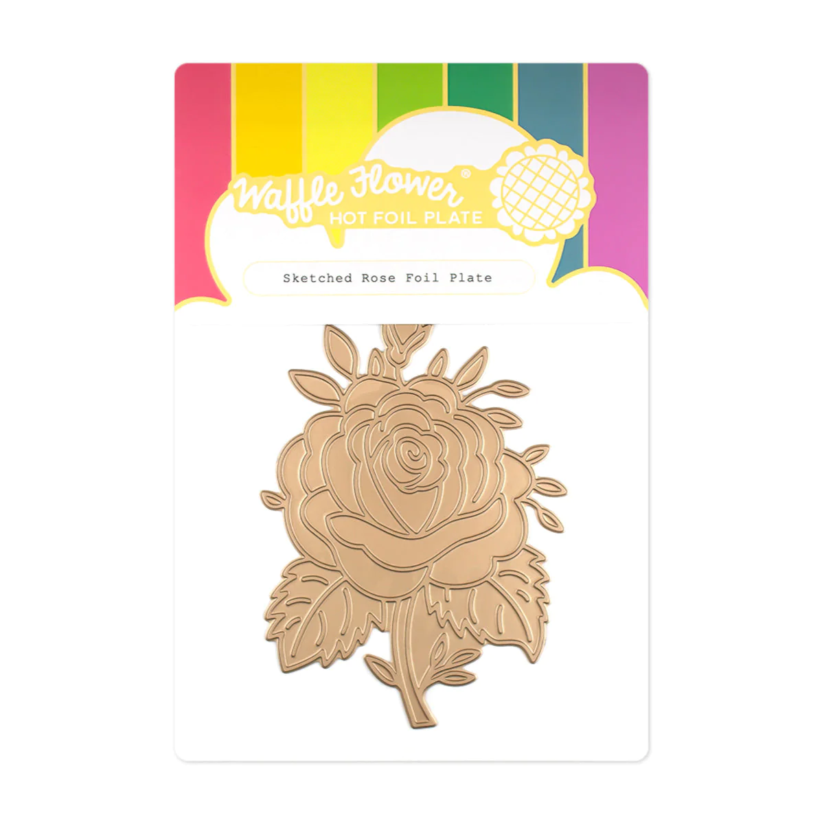 Waffle Flower - Sketched Rose Foil Plate 3 Waffle Flower - Sketched Rose Foil Plate