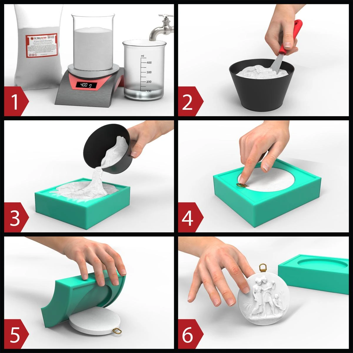 TFC Xyrarock Schneeweiss Giessmasse 4:1 - 1 Kg 5 TFC Xyrarock Schneeweiss Giessmasse 4:1 - 1 Kg – Bild 3