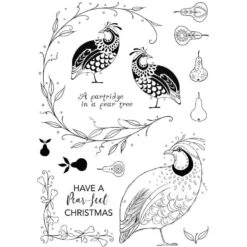 Pink Ink Designs Partridge In A Pear Tree 6 In X 8 In Clear Stamp Set -Bürobedarf Geschäft PI219 Partridge In A Pear Tree