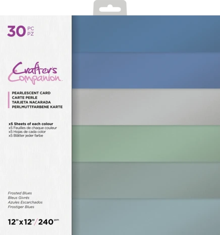 Crafter's Companion Frosted Blues 12x12 Inch Pearlescent Card Pack 3 Crafter's Companion Frosted Blues 12x12 Inch Pearlescent Card Pack