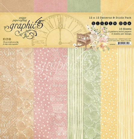 Graphic 45 - Little One 12x12 Inch Patterns & Solids Pack 3 Graphic 45 - Little One 12x12 Inch Patterns & Solids Pack