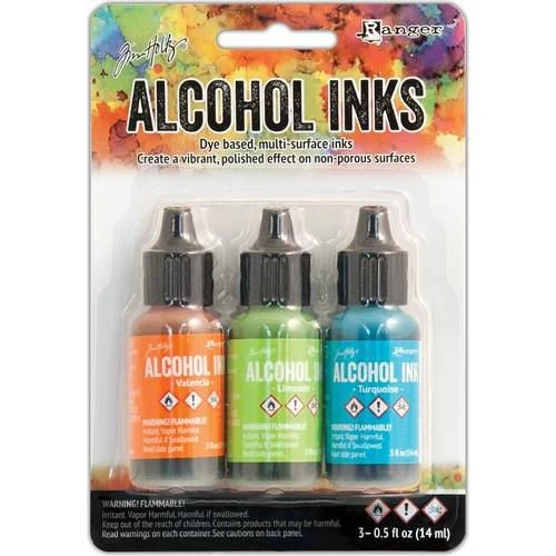 Ranger Alcohol Ink Kits Spring Break Valencia/Limeade/Turq. 3 Ranger Alcohol Ink Kits Spring Break Valencia/Limeade/Turq.
