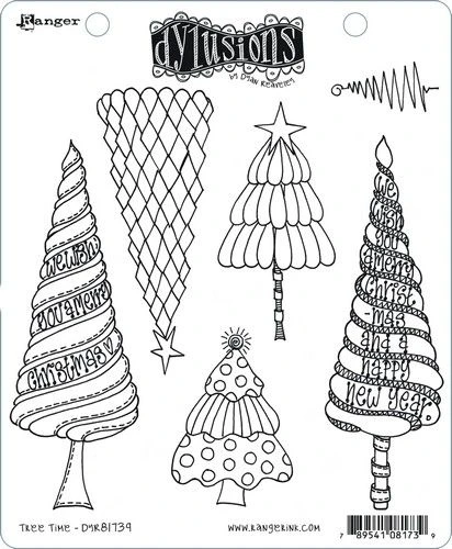 Ranger Dylusions Cling Stamp Set Christmas Tree Time 3 Ranger Dylusions Cling Stamp Set Christmas Tree Time