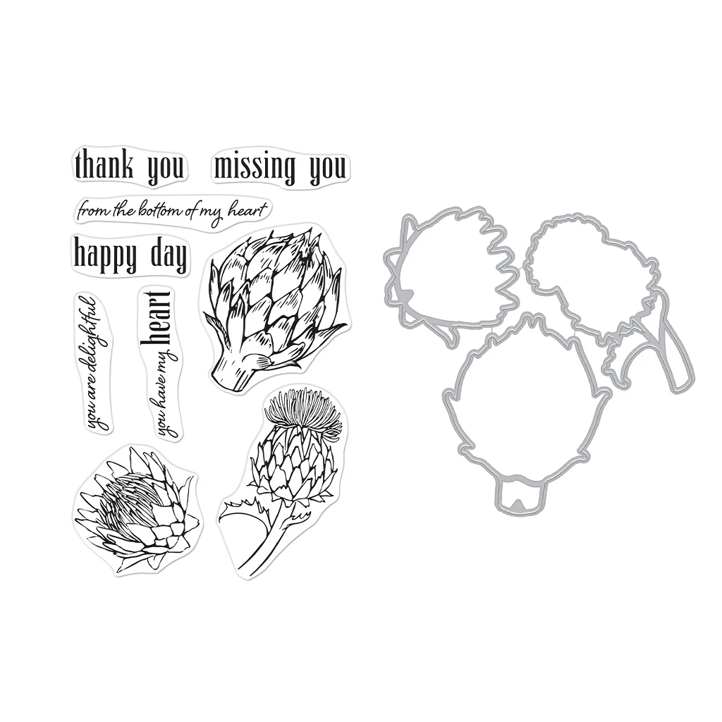 Hero Arts Clear Stamp & Die Combo - Artichoke Blooms Bundle 3 Hero Arts Clear Stamp & Die Combo - Artichoke Blooms Bundle