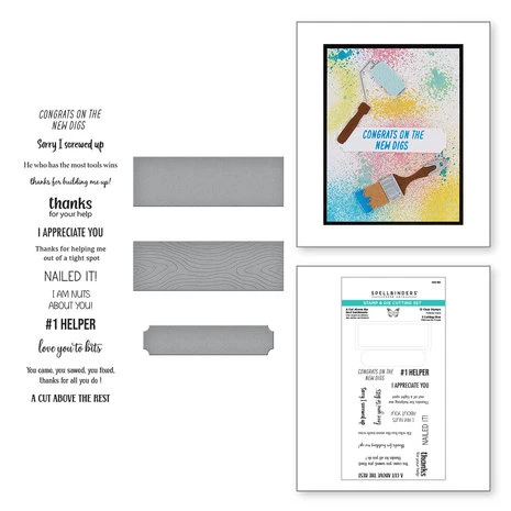 Spellbinders - A Cut Above The Rest Sentiments Clear Stamp & Die Set 3 Spellbinders - A Cut Above The Rest Sentiments Clear Stamp & Die Set