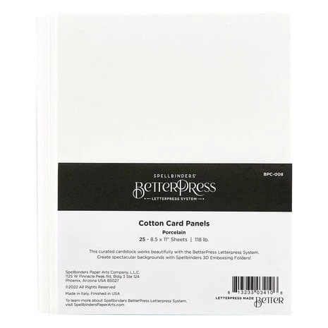 Spellbinders -BetterPress - Better Press Cotton 8 1/2 X 11 Inch Sheets Porcelain (25pcs) 3 Spellbinders -BetterPress - Better Press Cotton 8 1/2 X 11 Inch Sheets Porcelain (25pcs)