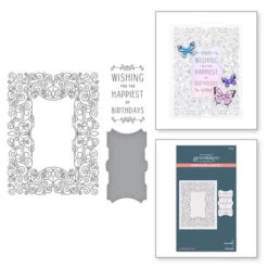 Spellbinders -BetterPress - Swirl Birthday Frame Press Plate & Die Set